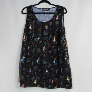 The Pyramid Collection Black Safari Tank Top Multicolor Asymmetrical Size L